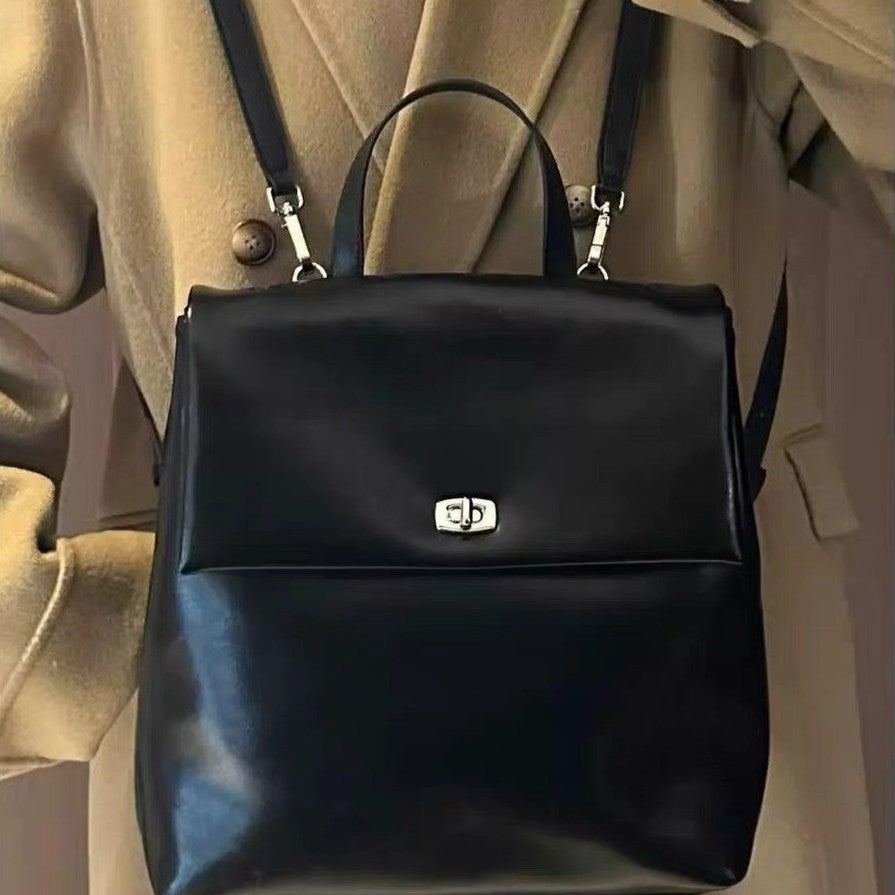 Korean Style Retro High-grade Oil Wax Leather Backpack